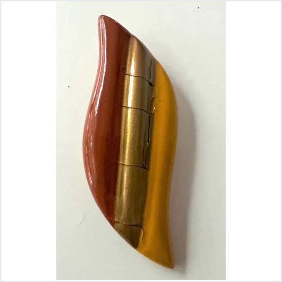 handmade - artisan signed Jewelry - Vintage handmade locally brooch / Rust Gold & Mystard Yellow / Minimalist